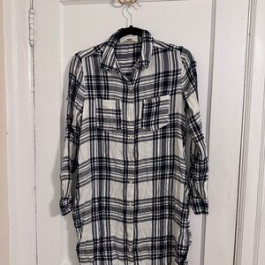 Style & Co. Navy and White Plaid Shirt
